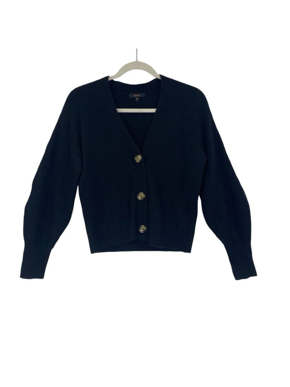QUINCE Baby Alpaca-Wool Cropped Cardigan Sweater In Black XS